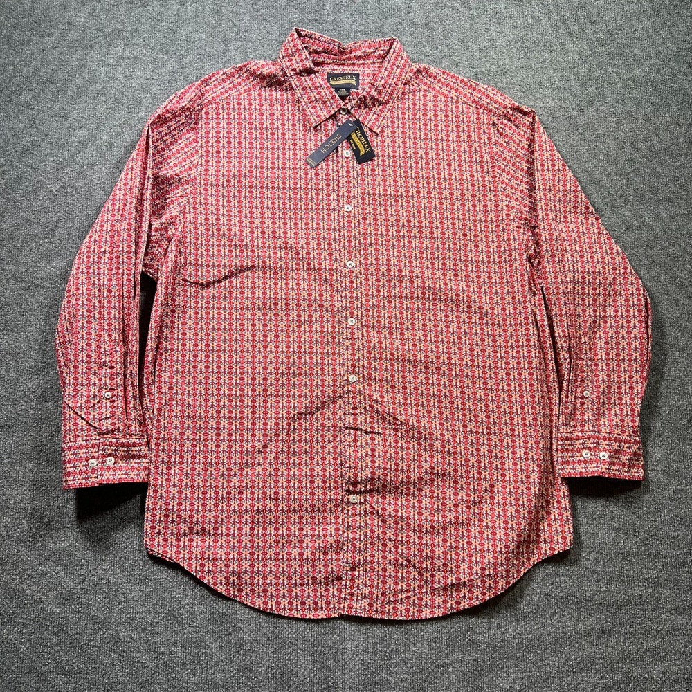 Cremieux Premium Denim Shirt Men 3XB Multi Geometric Button Front Stretch NWT